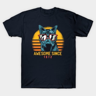 Retro Cool Cat Awesome Since 1972 // Awesome Cattitude Cat Lover T-Shirt